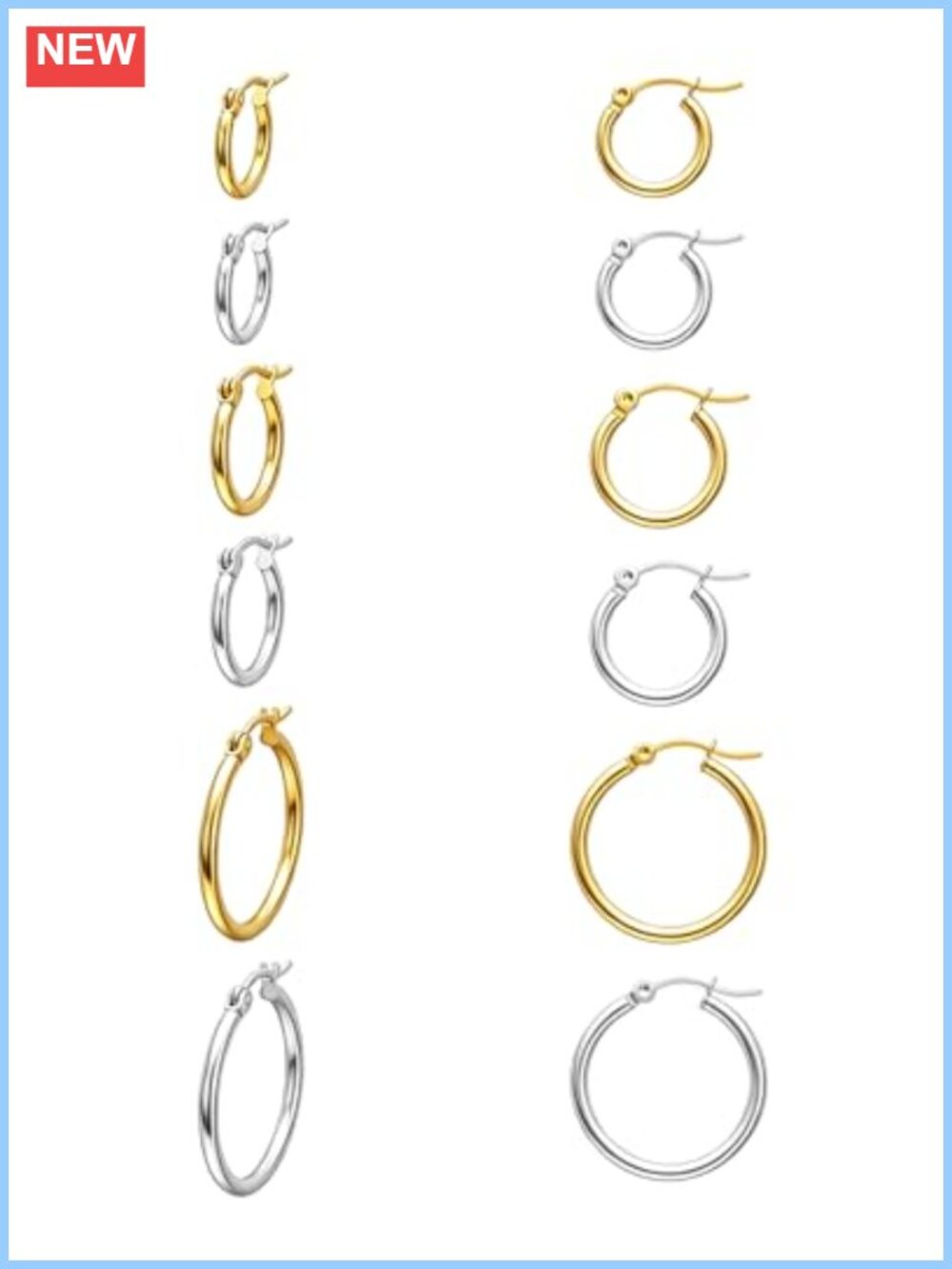 Small Hoop Earrings Set Surgical Steel Gold Plated Huggie Hoops